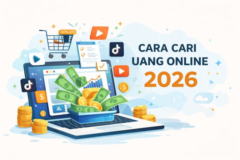 Ilustrasi cara cari uang online 2026 menggunakan media sosial dan platform digital