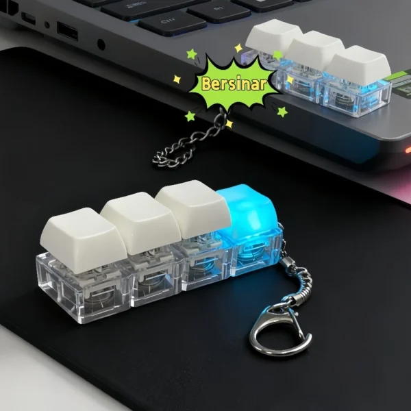 Efek LED RGB saat tombol fidget keychain ditekan